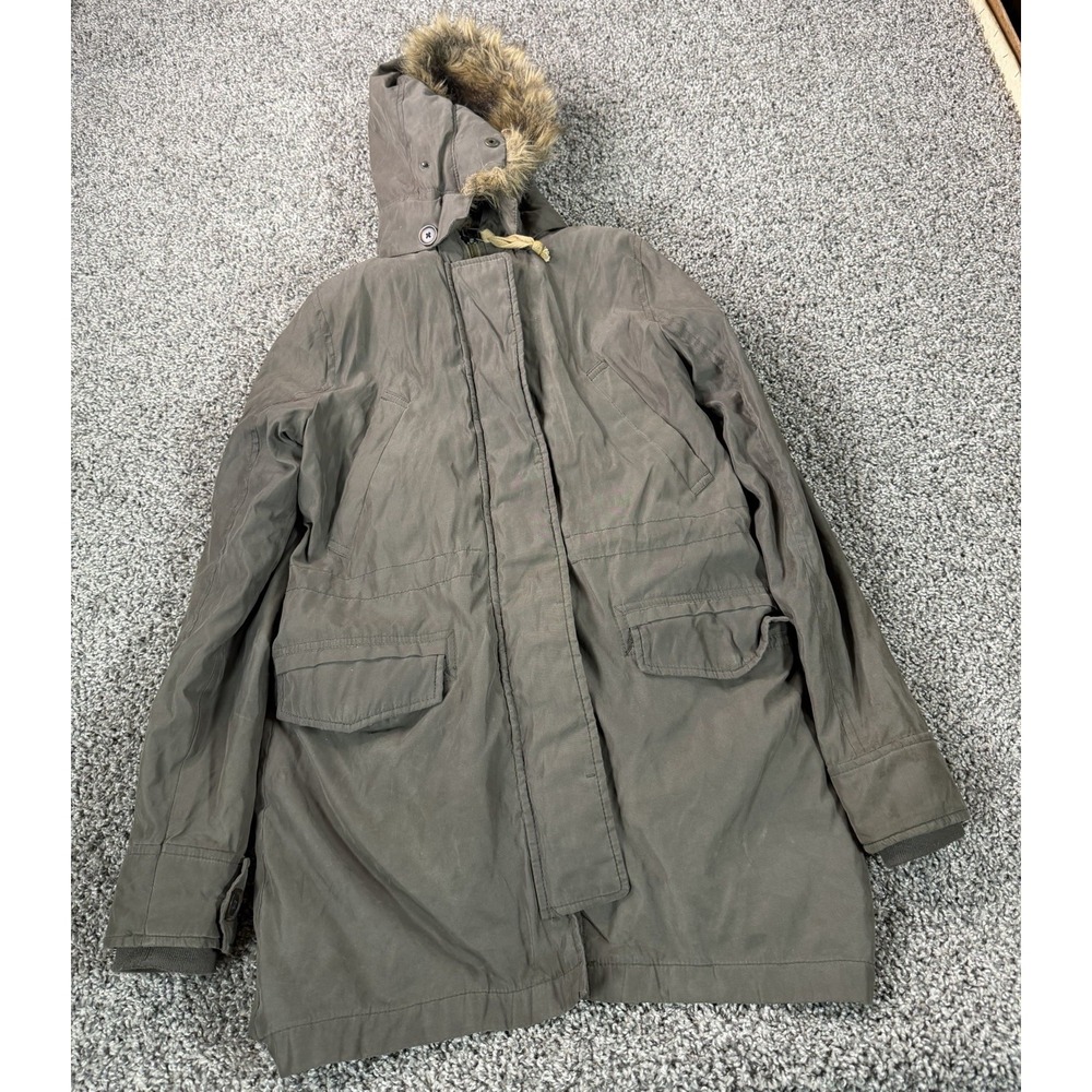 Abercrombie & Fitch Military Parka Jacket Women's Size XS Green Fur Hood